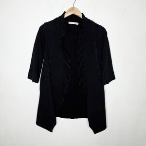 Testimony Los Angeles Black Pleated Cardigan Sweater Edgy Womens Small